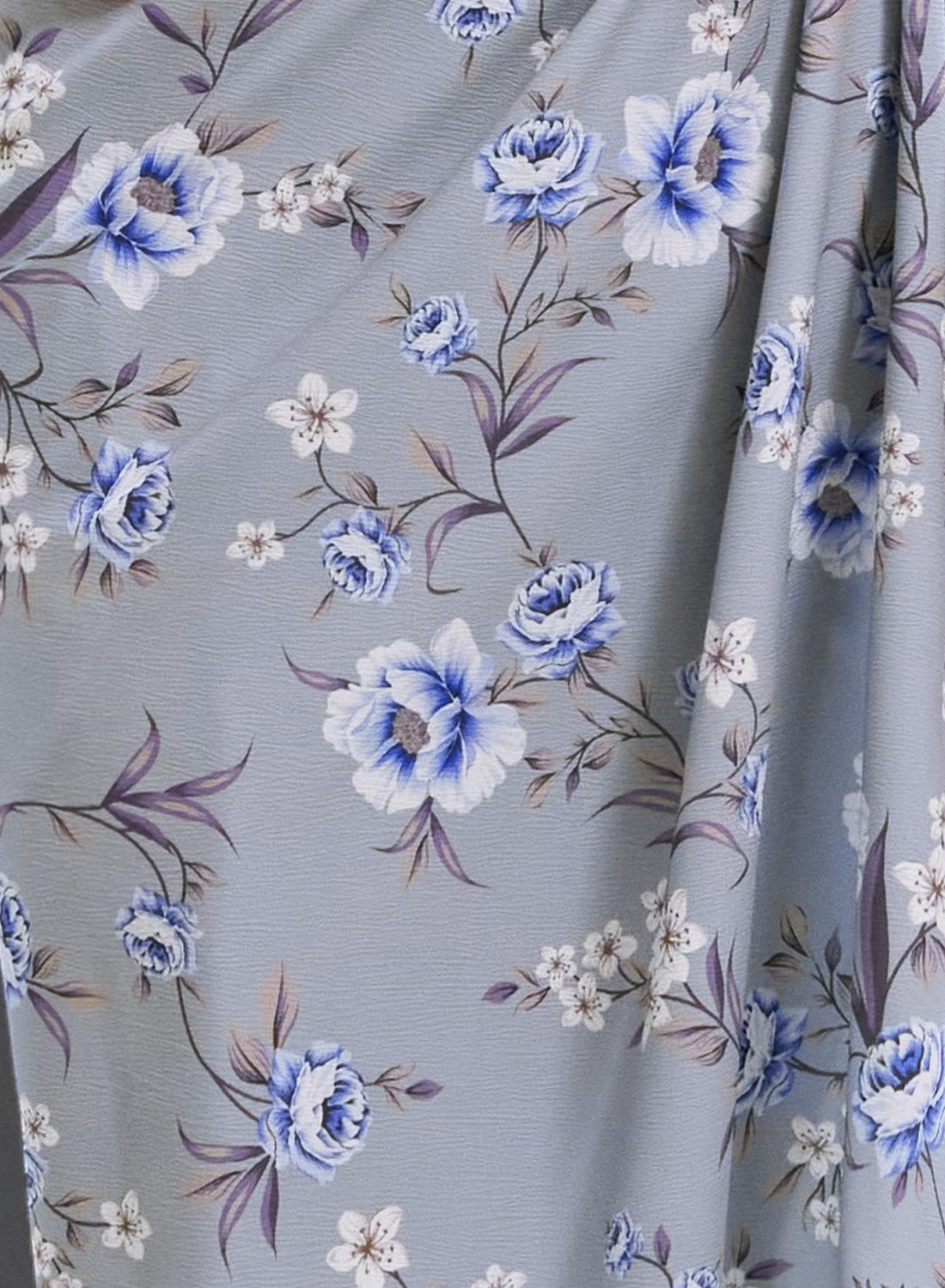 'Lolly' Meadow Blue Floral Sarong 50s Pencil Dress
