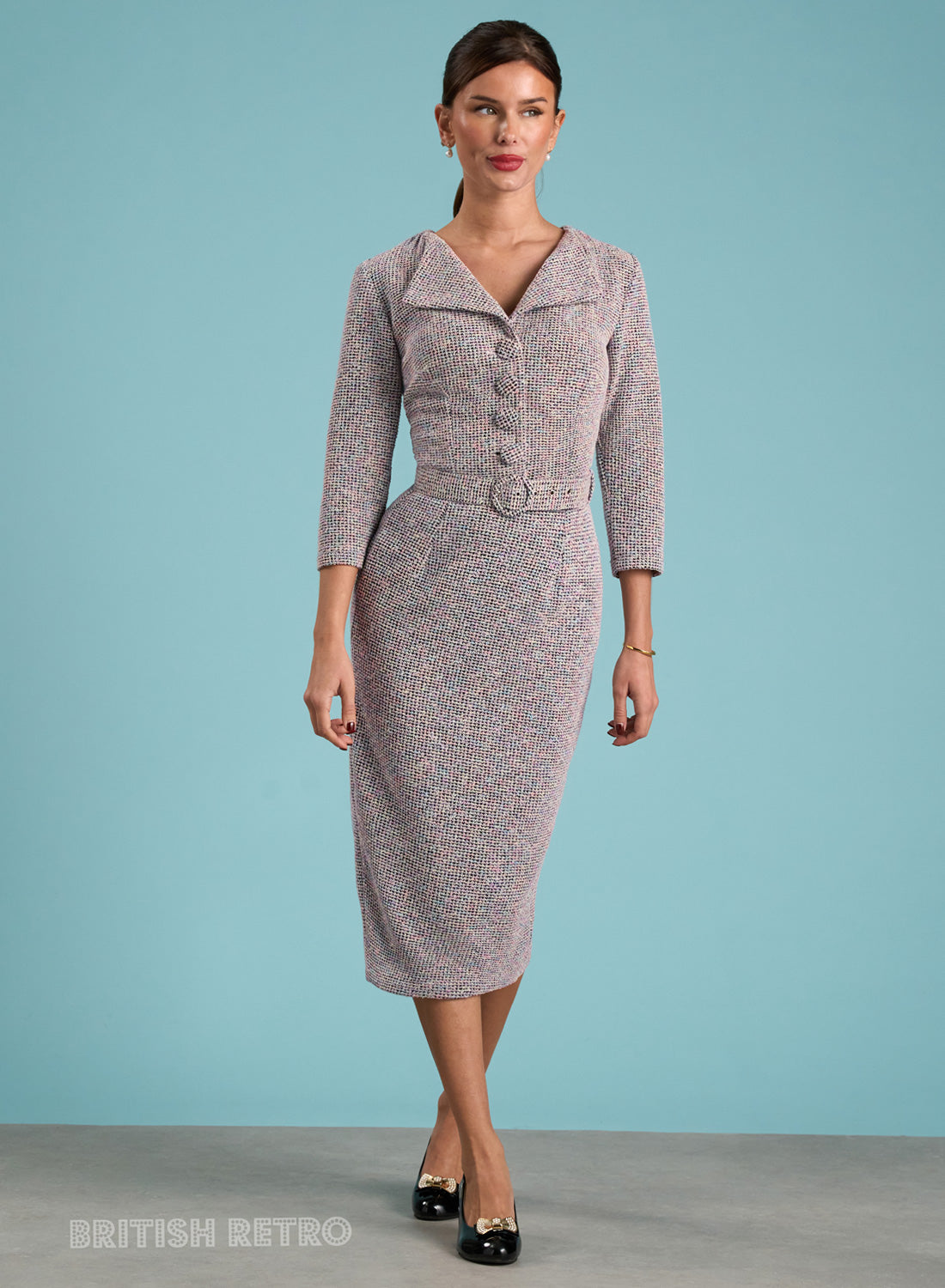 'Tallulah Chanel-esque' Sugar Plum Boucle Wiggle Dress