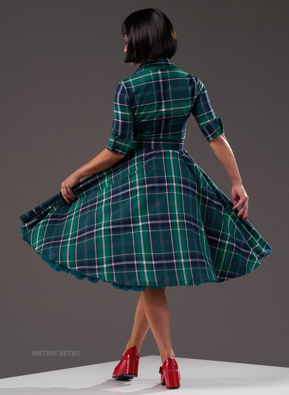 'Way Out West' Abercrombie Tartan 50s Style Swing Dress. With Pockets!