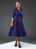 'Way Out West' Mulberry Tartan Full Circle Dress. With Pockets!