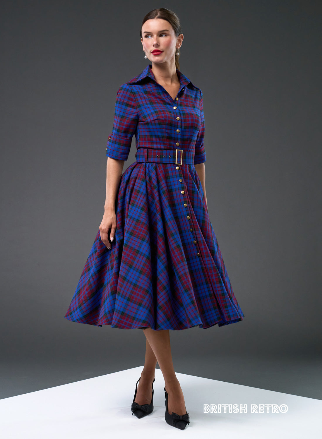 'Way Out West' Mulberry Tartan Full Circle Dress. With Pockets!