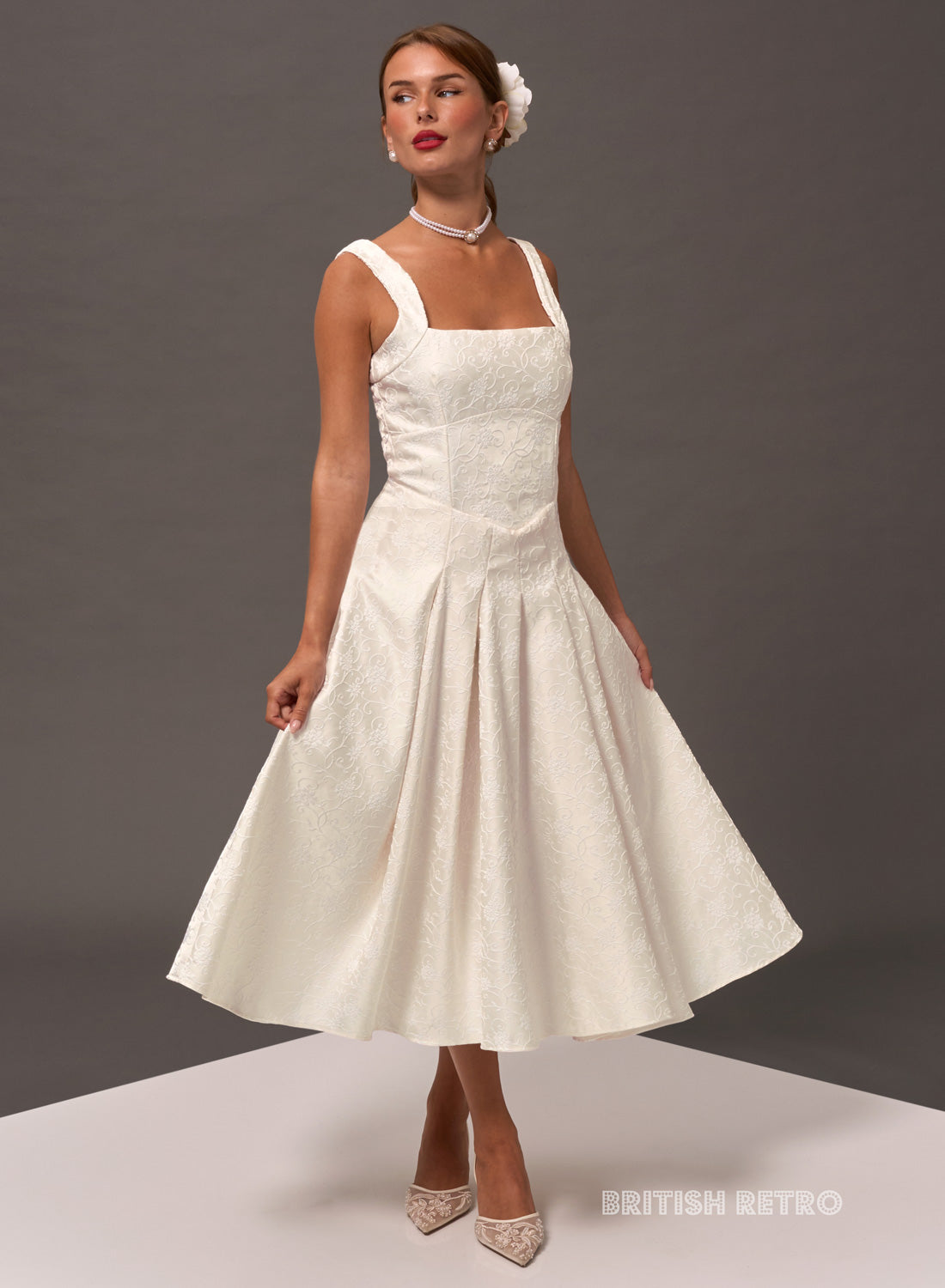 Antoinette Ivory Vintage Midi Wedding Dress