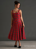 Antoinette Royal Stewart Tartan Vintage Midi Evening Dress