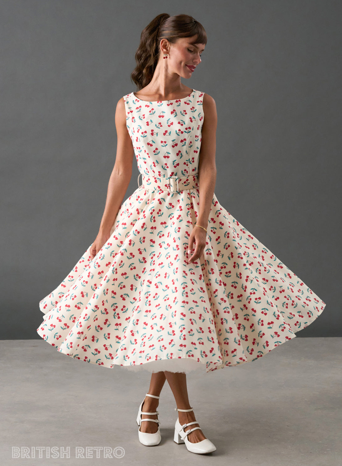 Audrey 50s Cherry Print Swing Dress