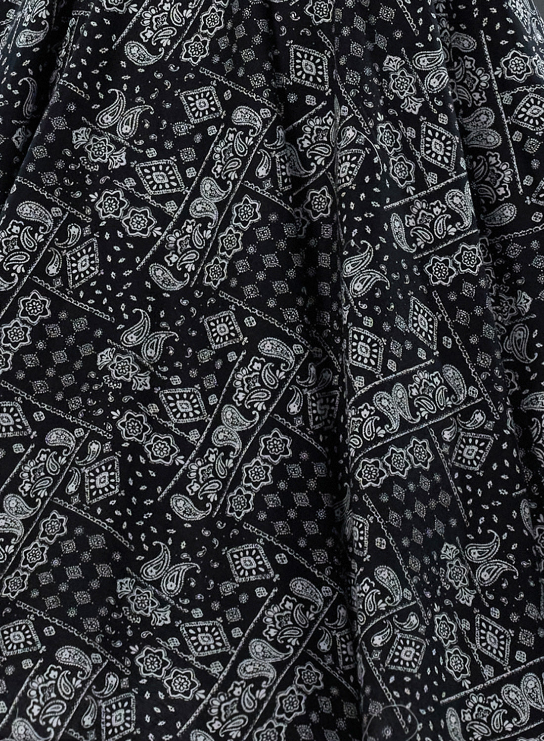 'Carmen' Black Paisley Patch Vintage Style Full Circle Dress