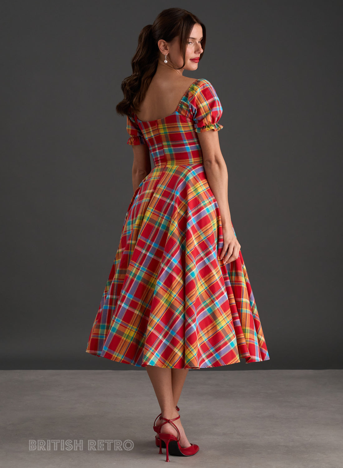 'Carmen' Sophia Check 50s Premium Organic Cotton 50s Dress