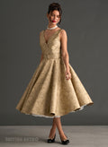 Grace Kelly Gold Art Deco Leaf Shimmer Party Dress