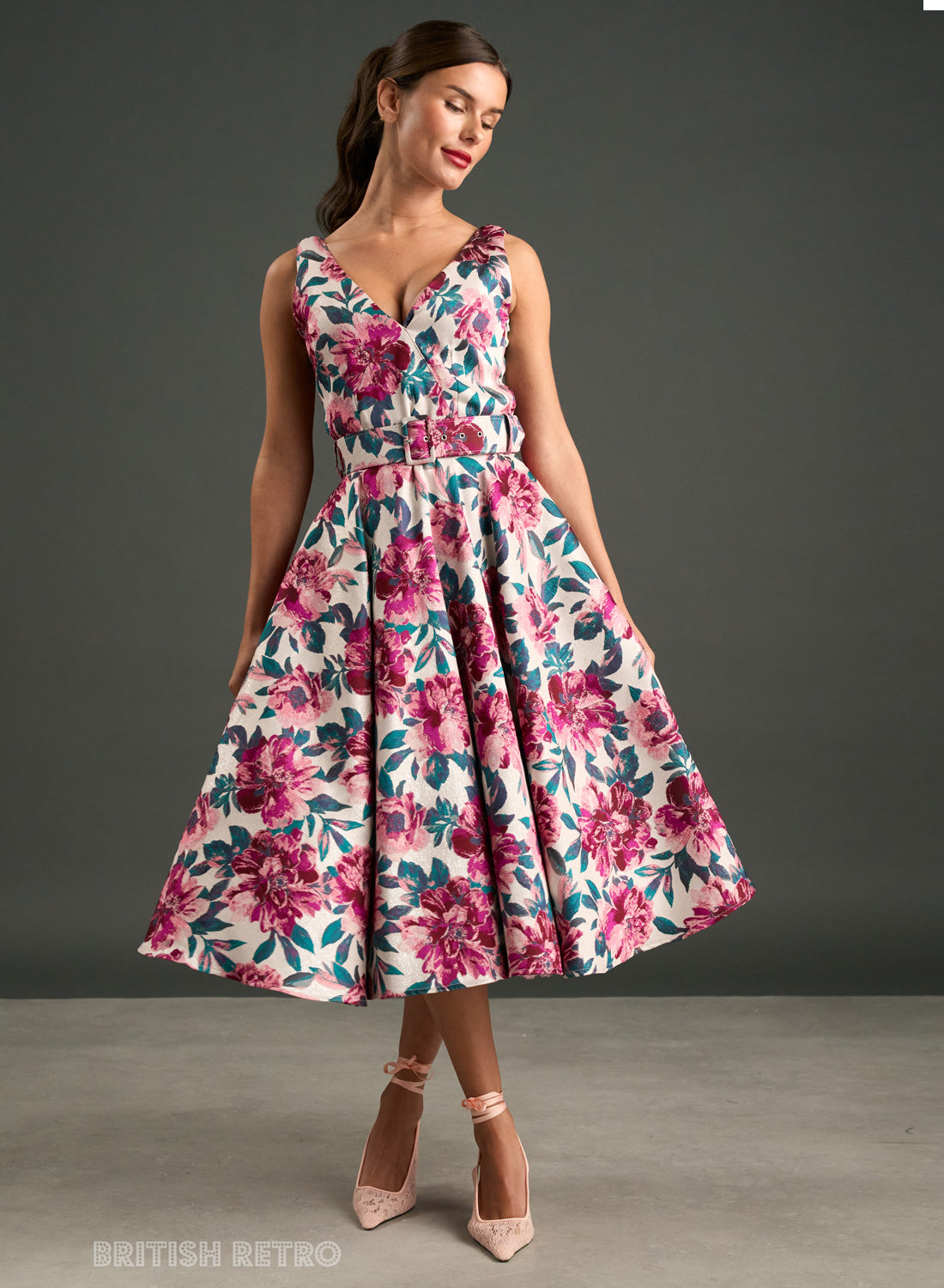 Grace Kelly Pink Peony 1950s Style Dress