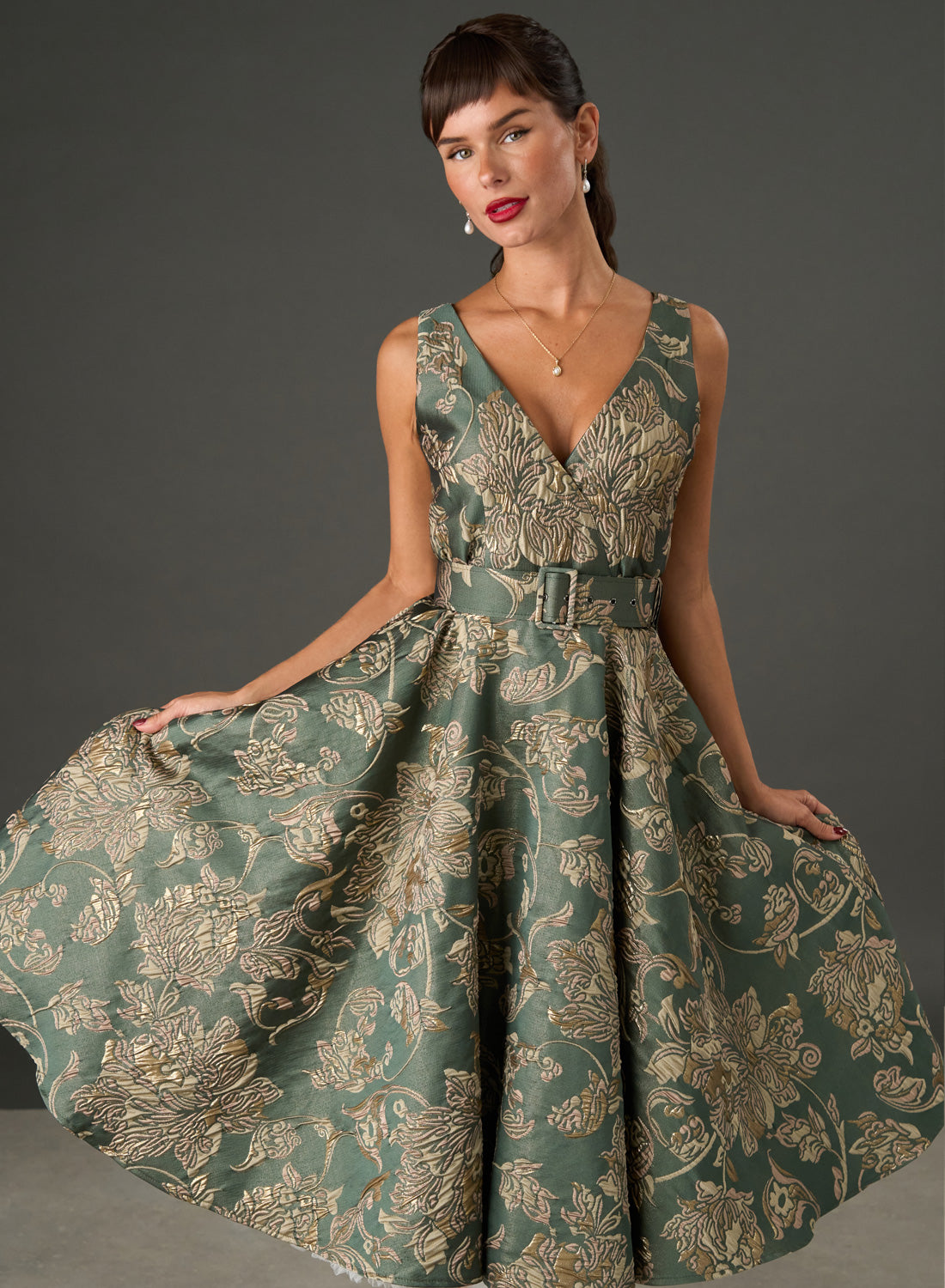 Grace Kelly 1950s Brocade Dress – Gilded Peony