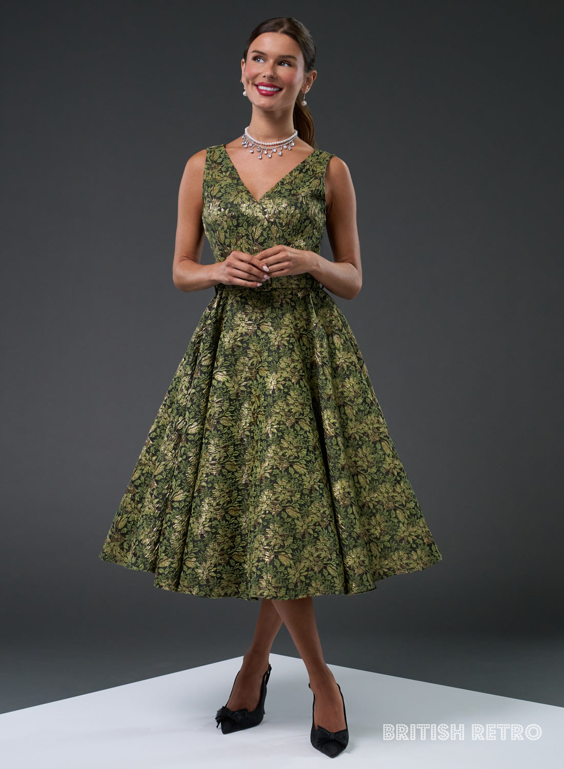 Grace Kelly Green Shimmer 50s Style Evening Dress