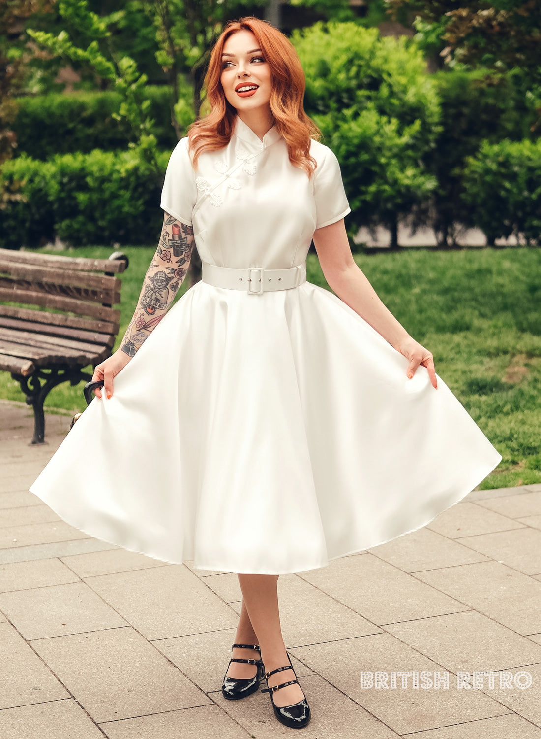 Jasmine Duchess Satin Ivory 50s Style Evening Dress