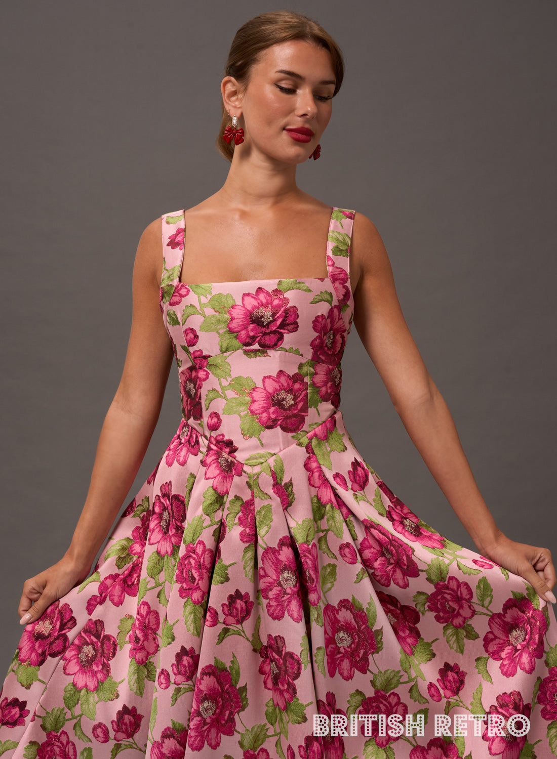 Antoinette Winter Rose Vintage Midi Evening Dress