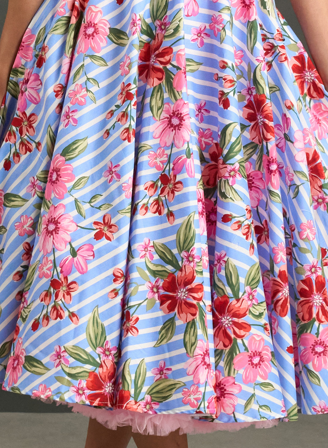 Rosalie Stripe Floral 1950s Dress