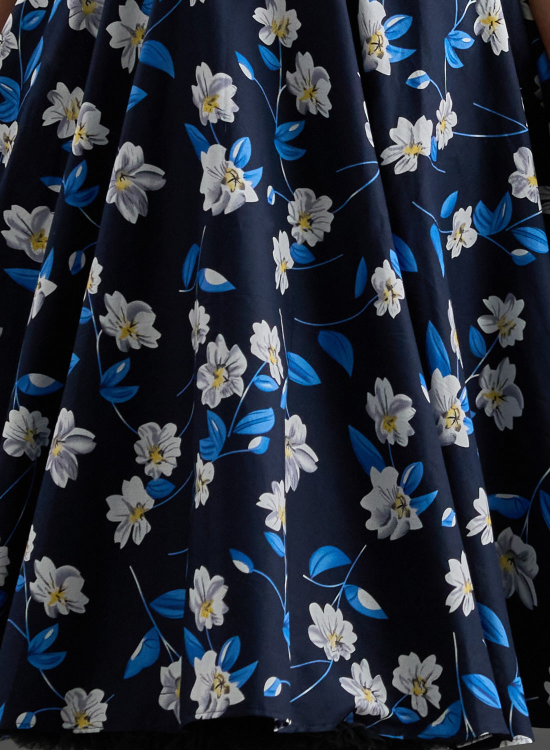 'Suzy Q' Navy Floral 50s Full Circle Dress