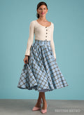 Wanda Blue Pleated Midi Skirt | Women’s Full Skirt with Pockets