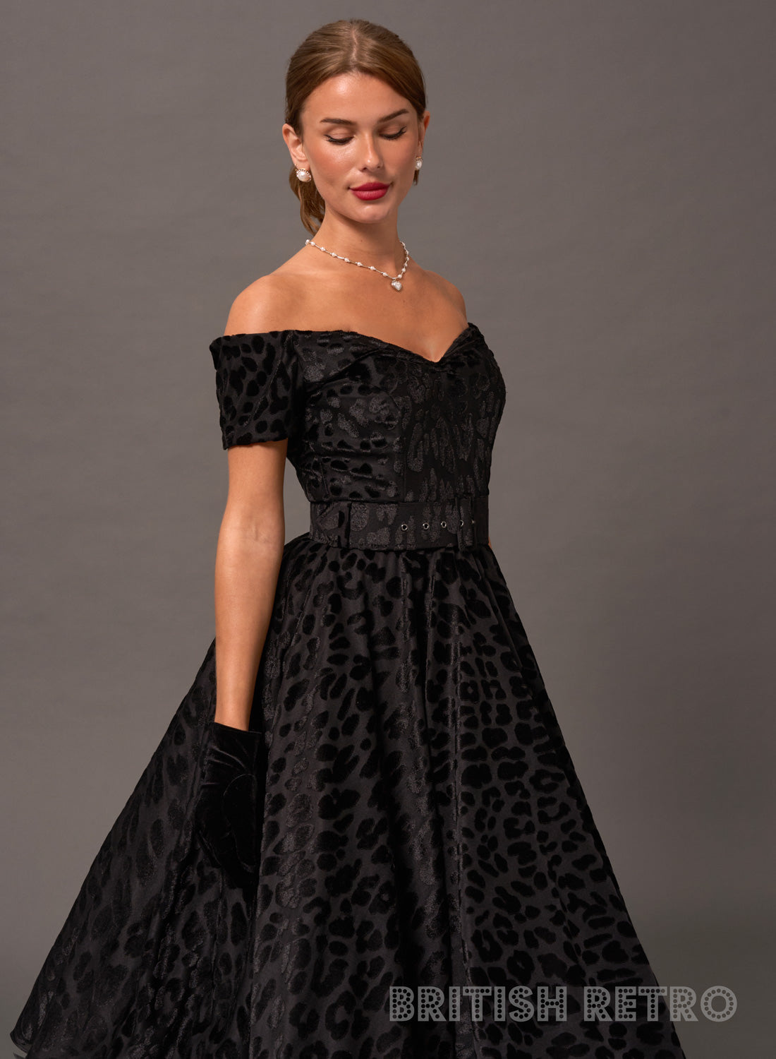 'Dee Dee' Leopard Flock Chiffon 50's Full Circle Dress