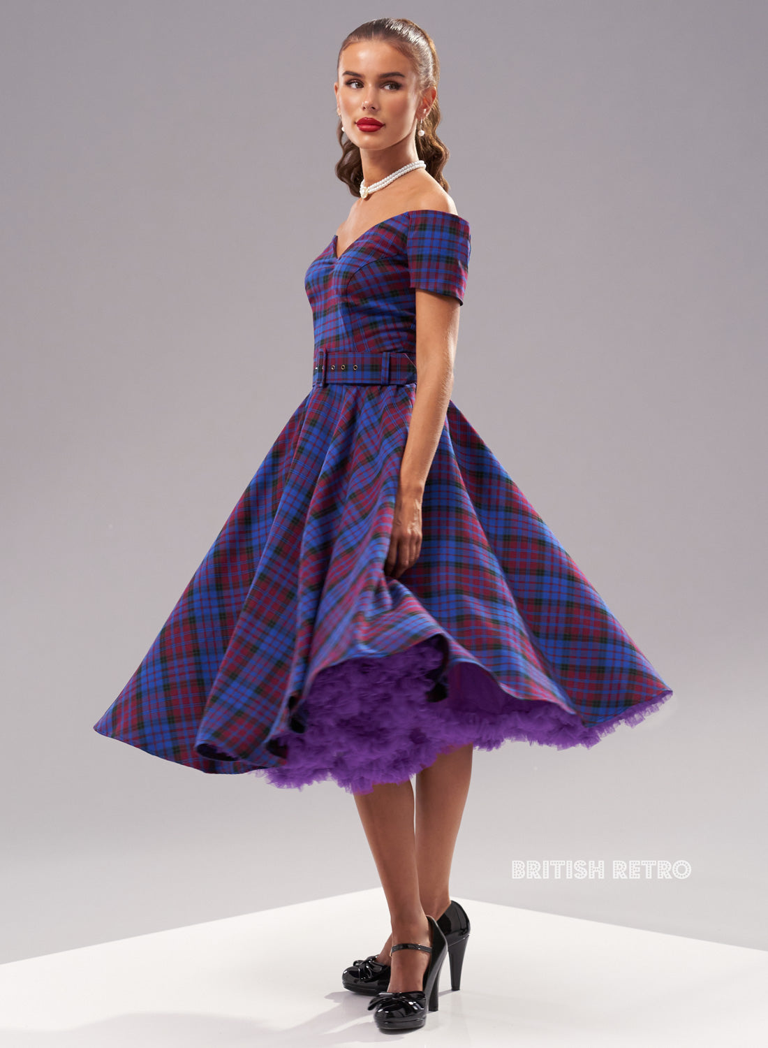 Dee Dee' Mulberry Tartan 50s Style Full Circle Dress