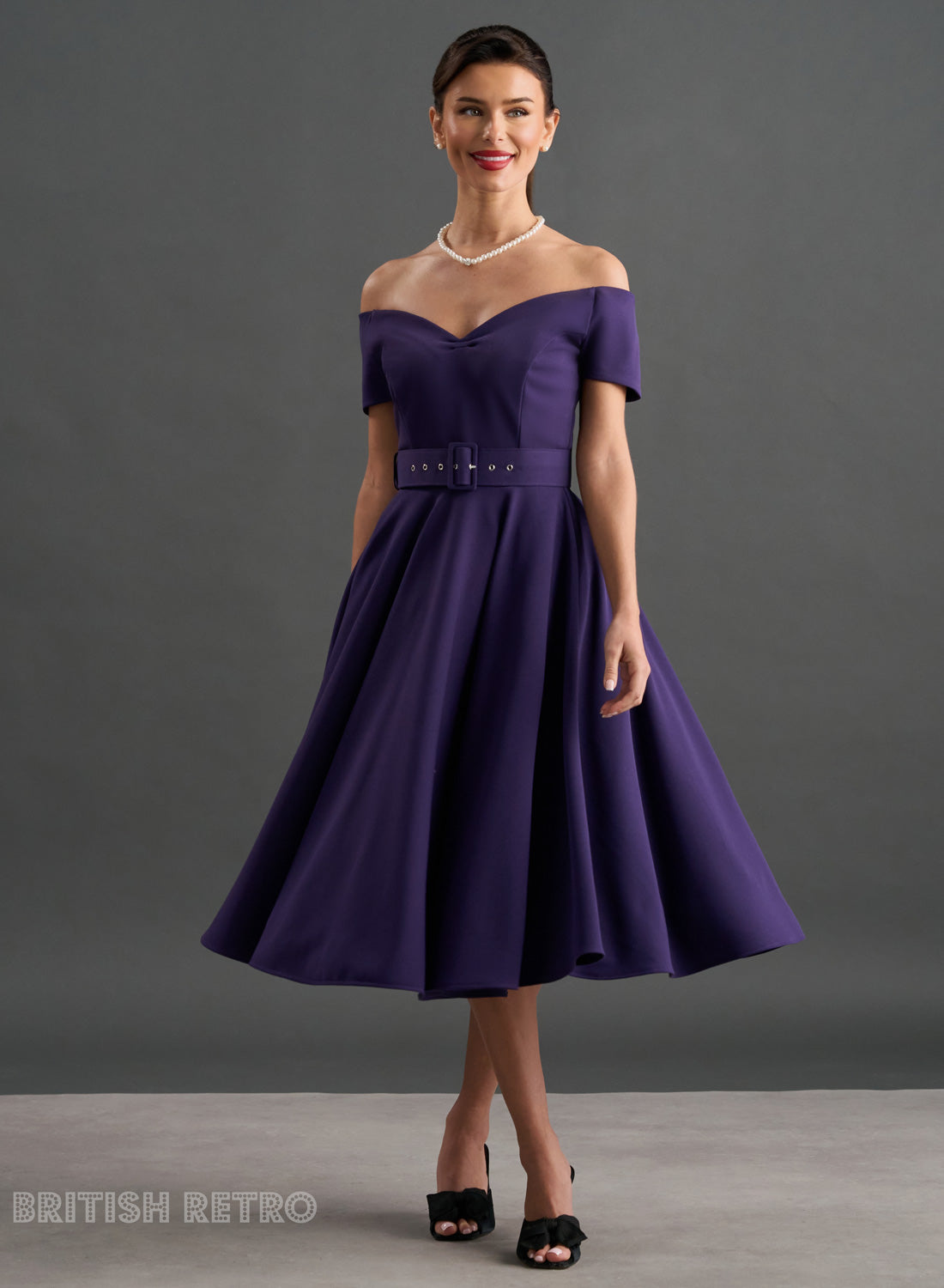 'Dee Dee' Drape Deep Purple Vintage Full Circle Dress