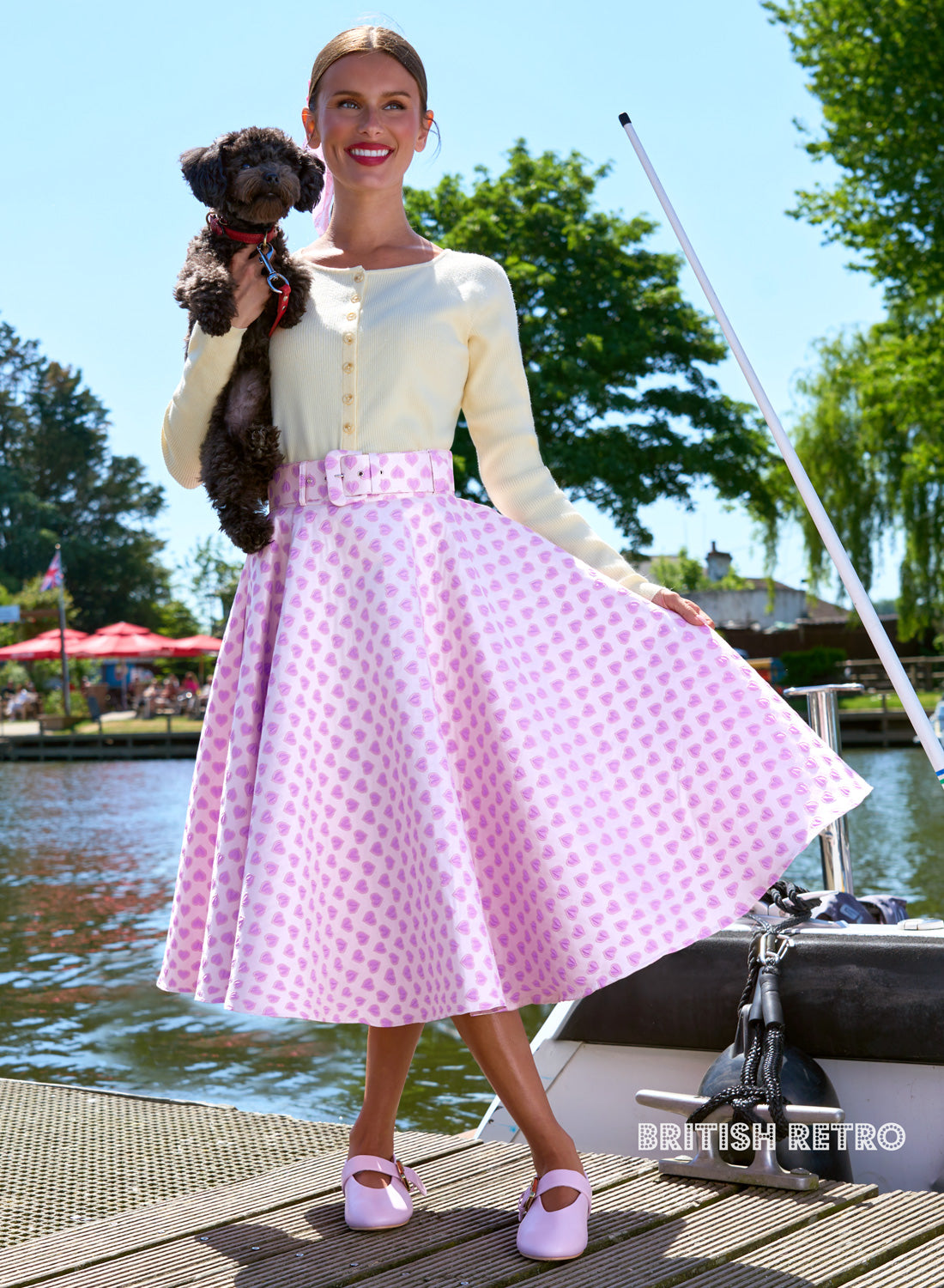 Lavender Love Hearts 50s Style Bonny Skirt