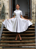 Jasmine Duchess Satin Silver 50s Style Evening Dress