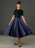 The Eloise – Navy Satin Full Circle Midi Skirt