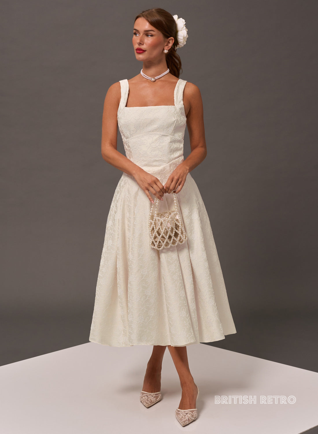 Antoinette Ivory Vintage Midi Wedding Dress