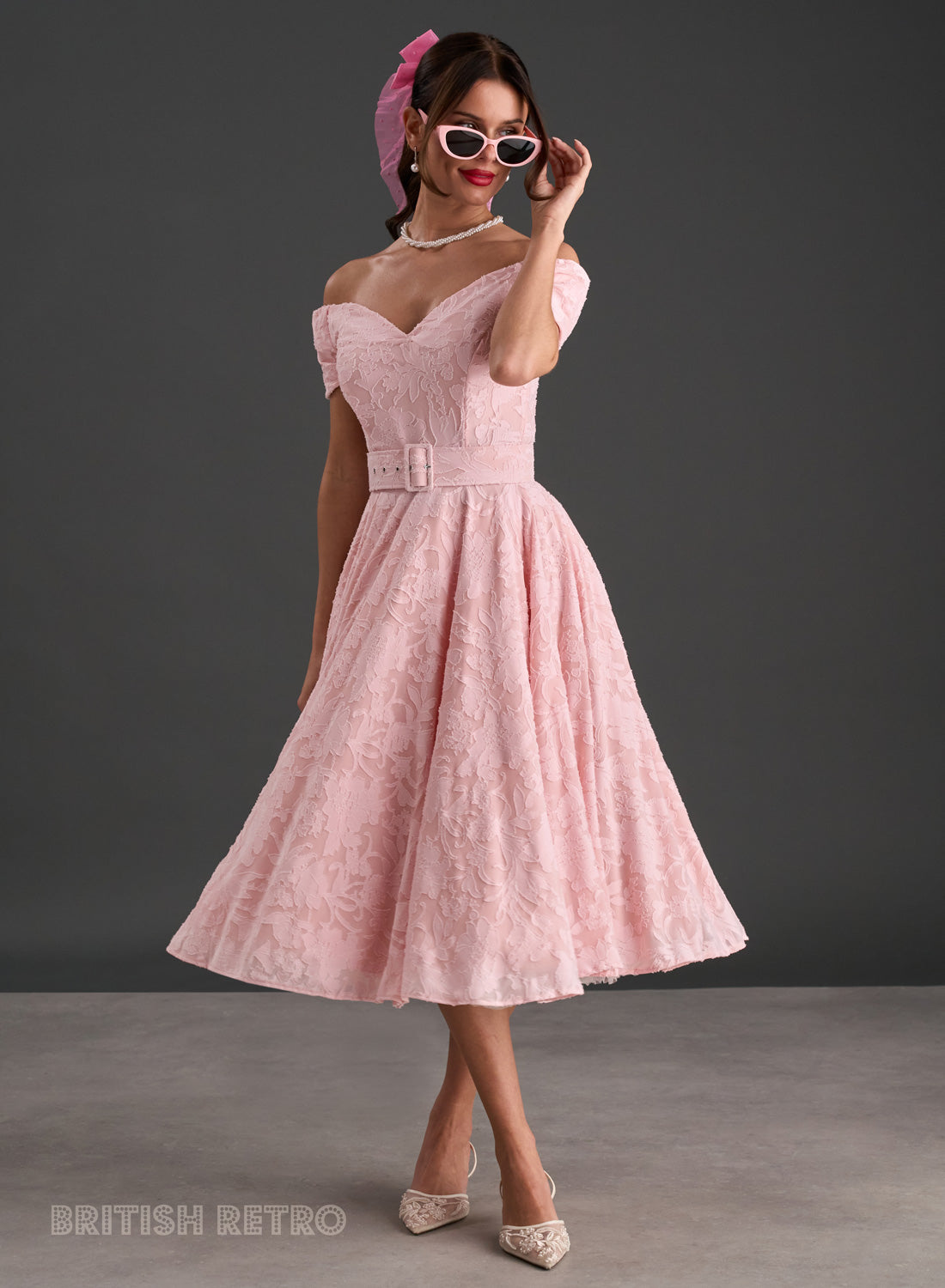 Dee Dee Dainty Pink Jacquard Full Circle Dress