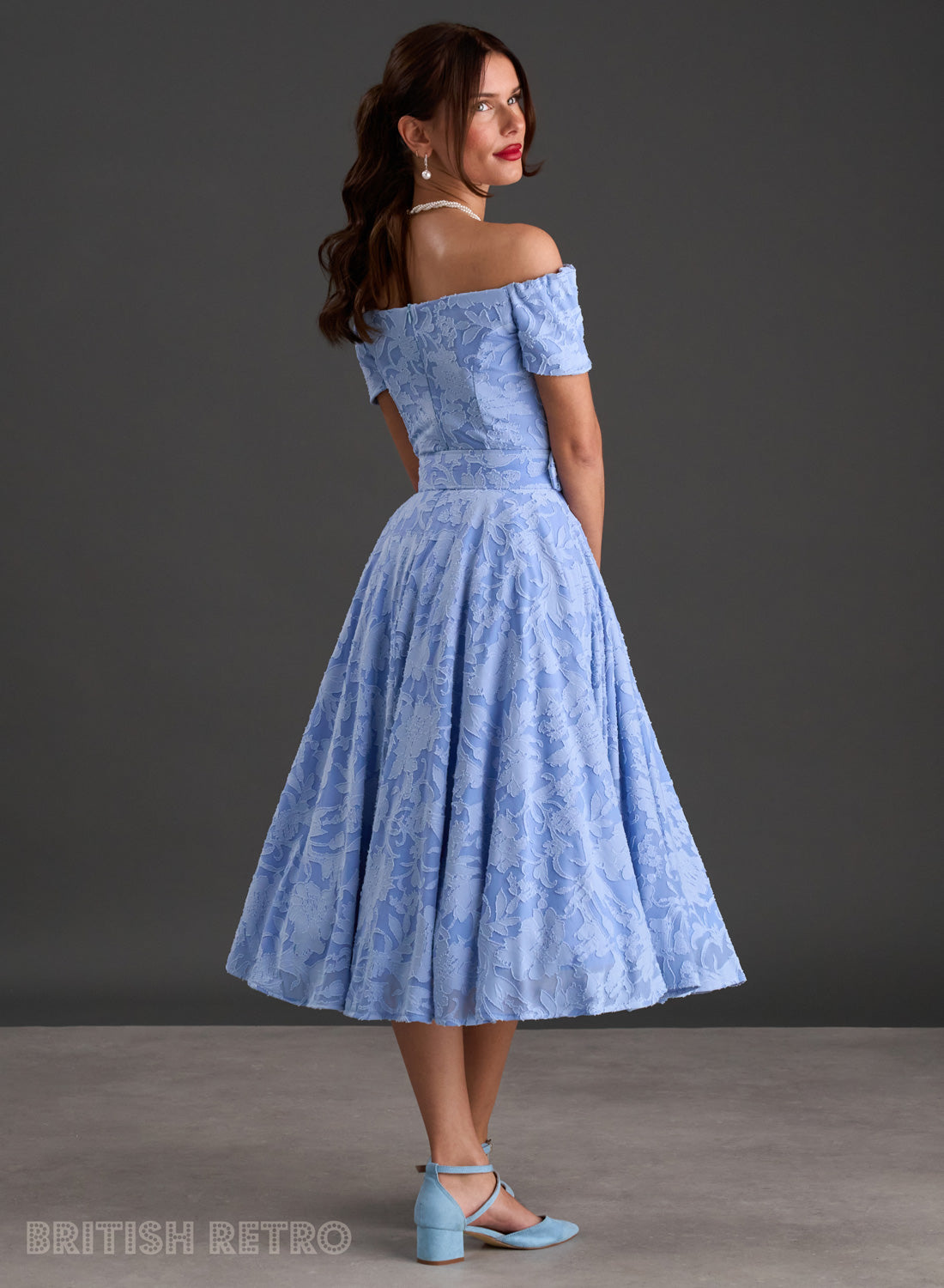 Dee Dee Porcelain Blue Jacquard Full Circle Dress