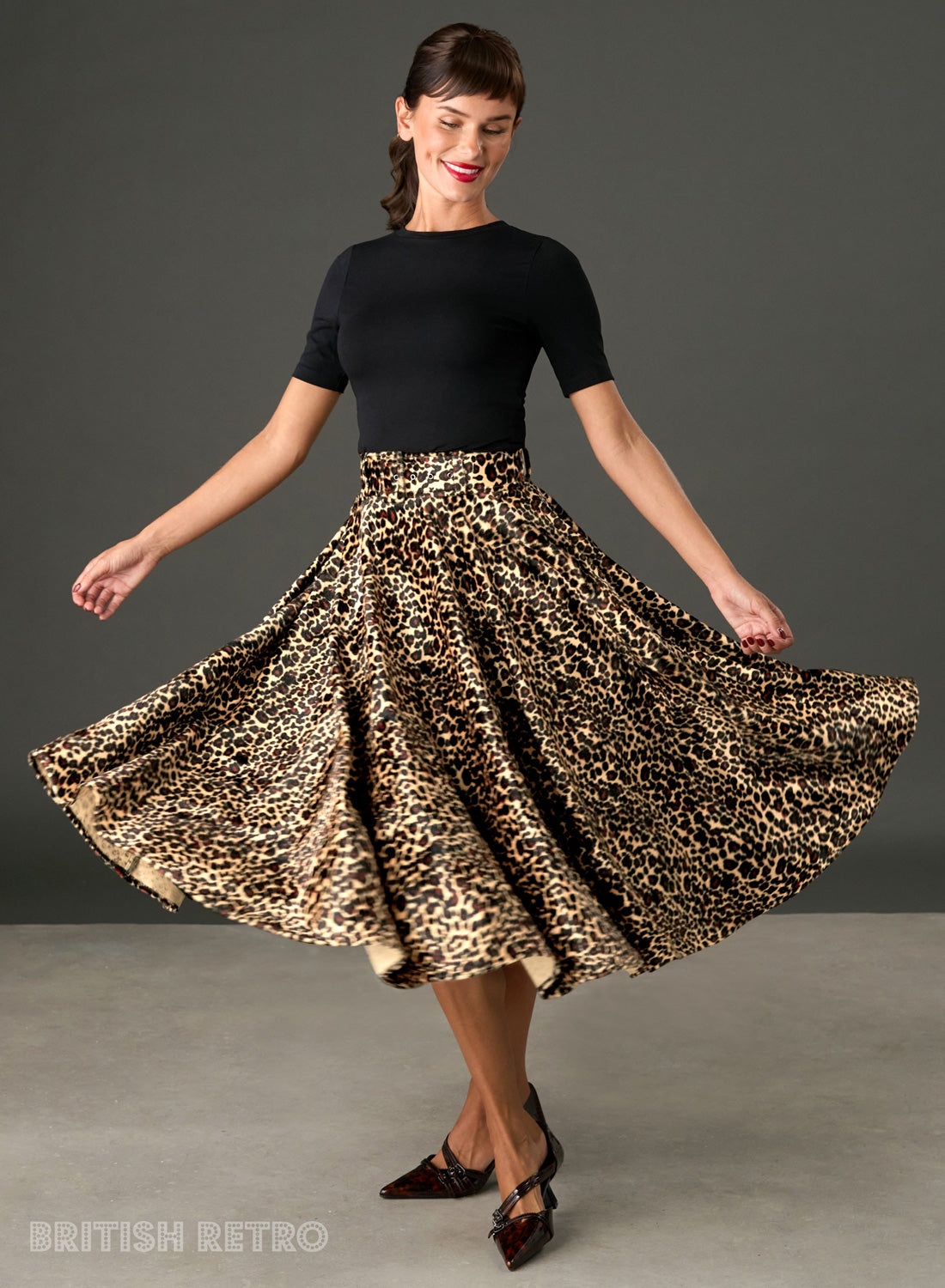 The Eloise Leopard Faux Fur Midi Skirt | Rockabilly Style