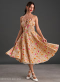 Everly Embroidered Butterscotch Floral 50s Style Dress