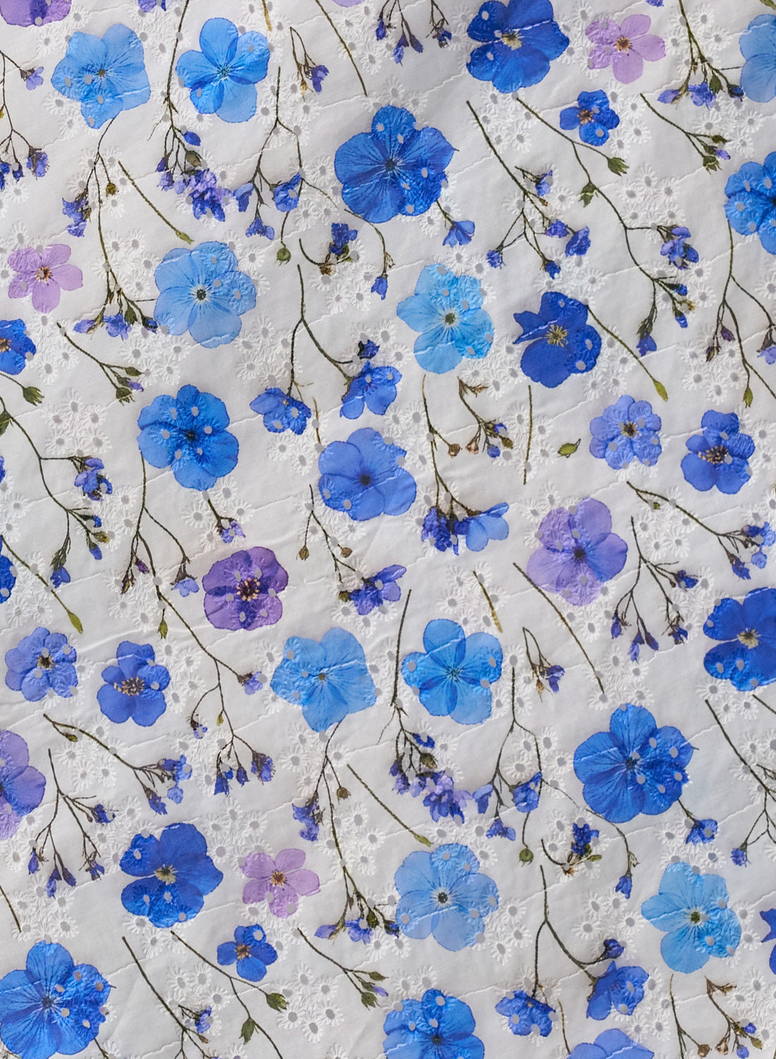 Everly Embroidered Blue Poppy 50s Style Dress
