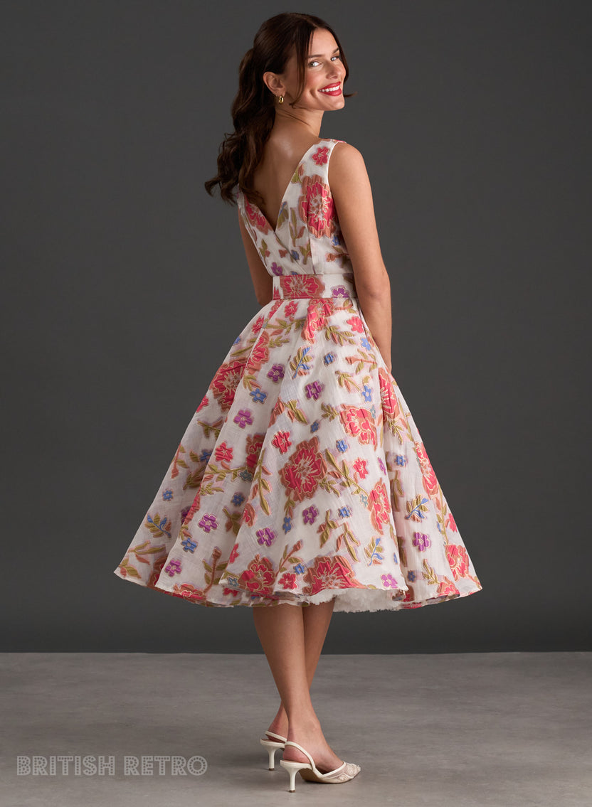 Grace Kelly Rosy Embroidered Dress | Wedding | British Retro