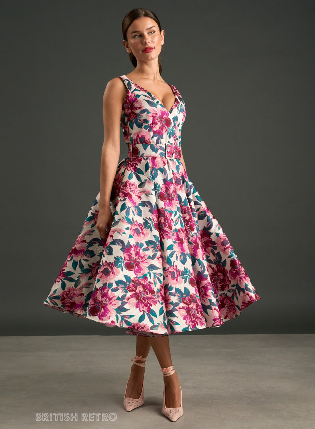 Grace Kelly Pink Peony 1950s Style Dress