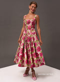 Antoinette Winter Rose Vintage Midi Evening Dress