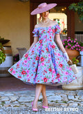 Rosalie Stripe Floral 1950s Dress