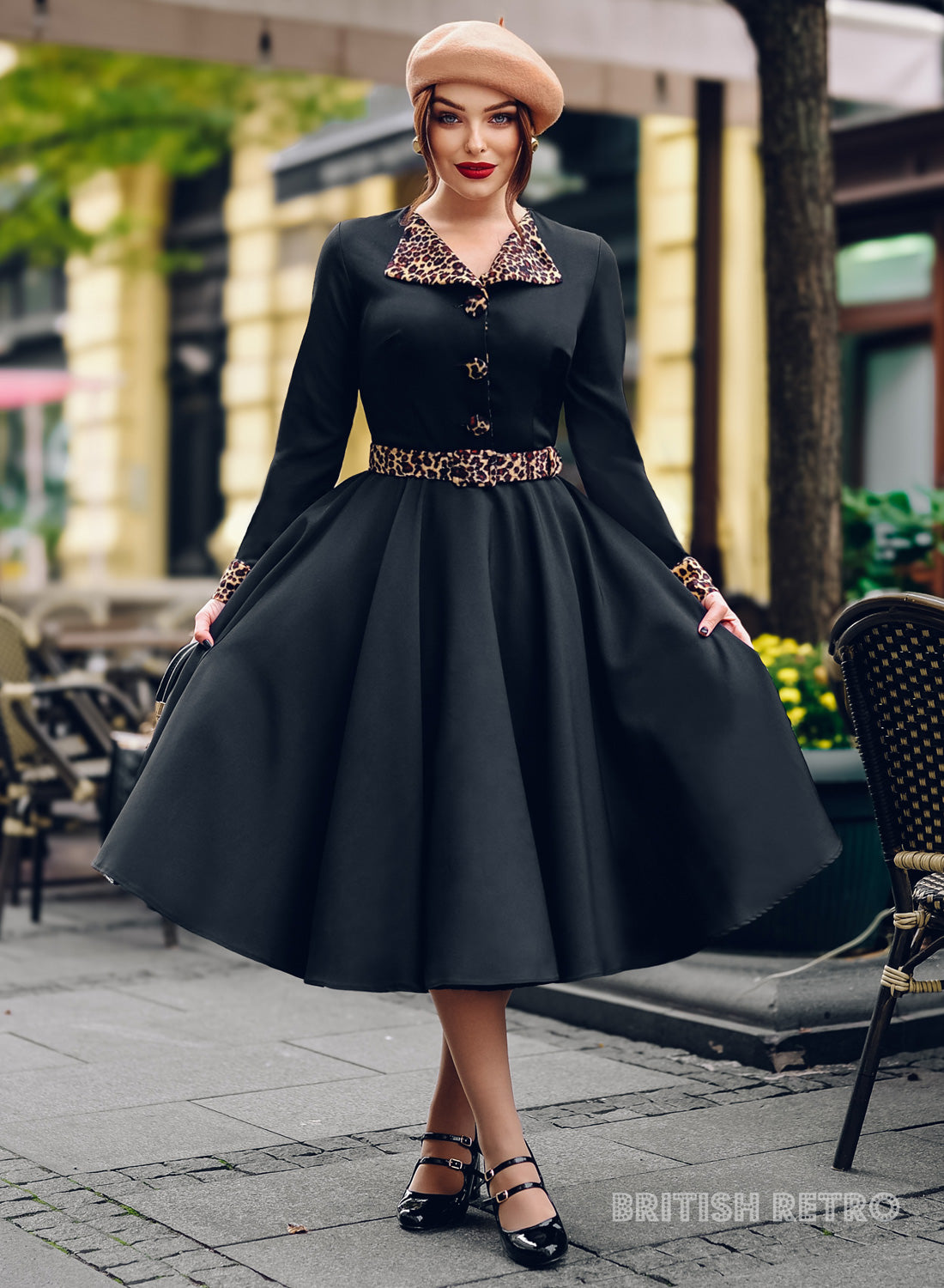 Tallulah Black Leopard Full Circle Swing Dress