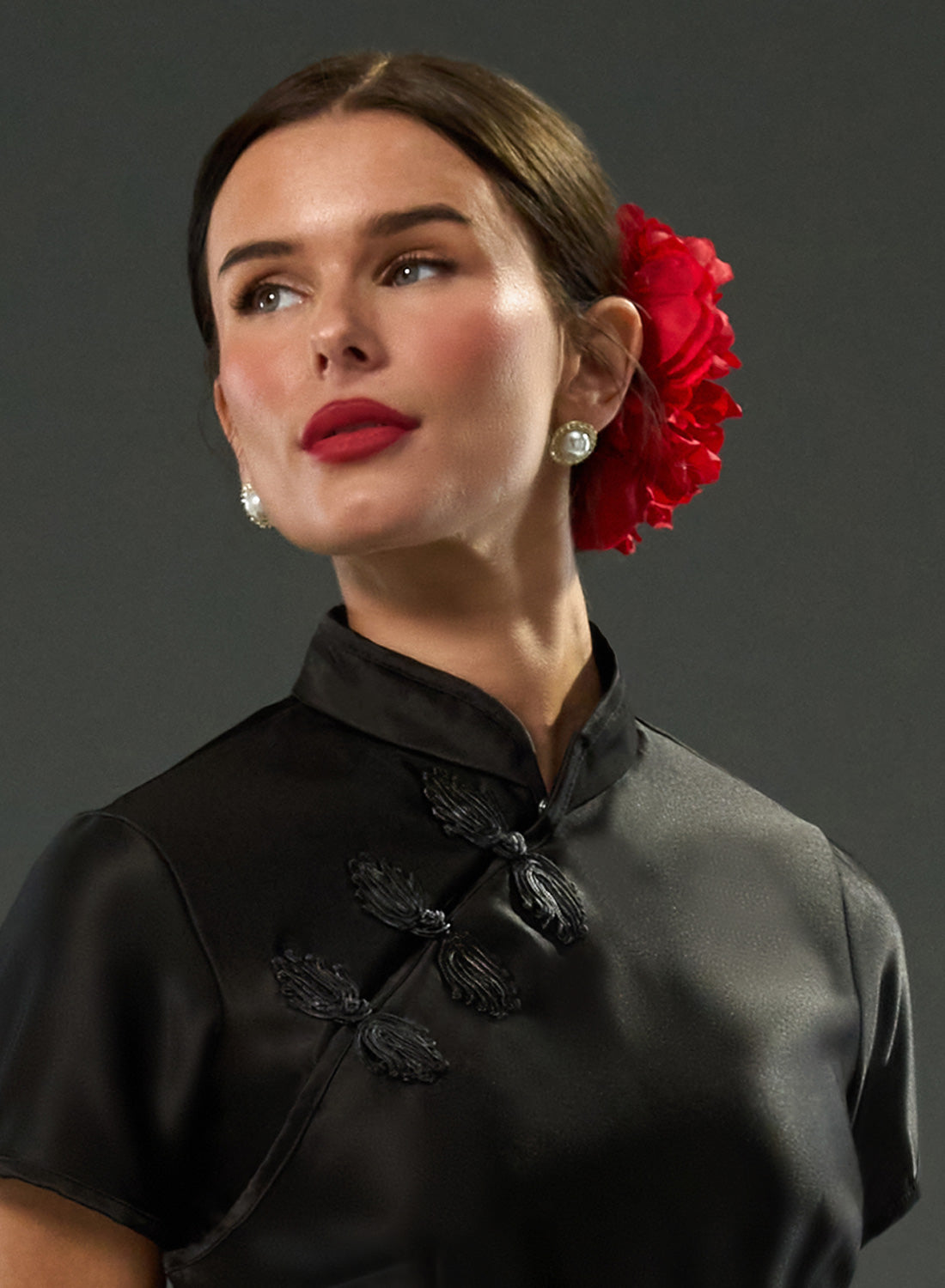 Jasmine Duchess Satin Black 50s Style Evening Dress