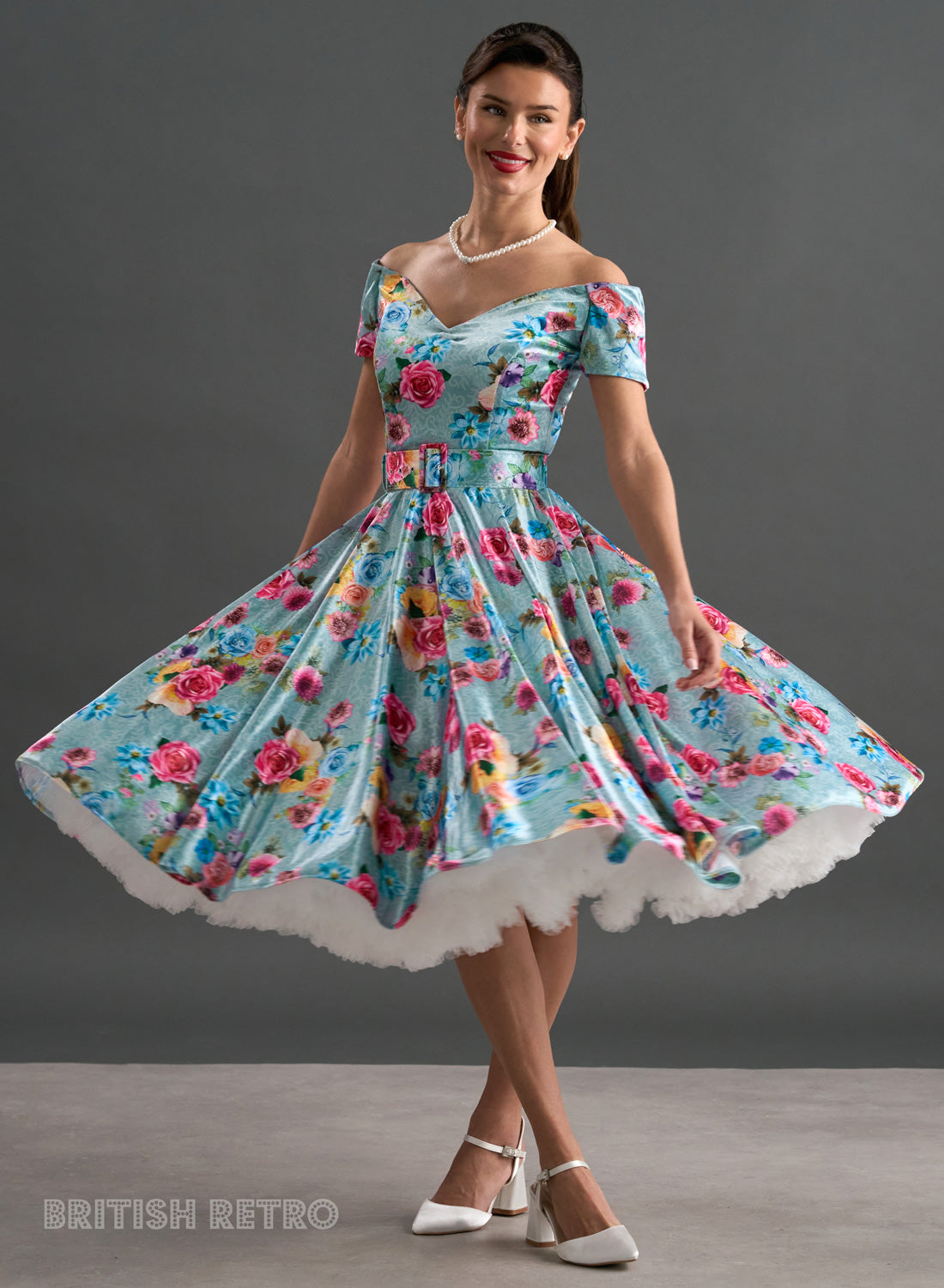Dee Dee Deluxe Vintage Rose Shimmer Vintage Inspired Dress