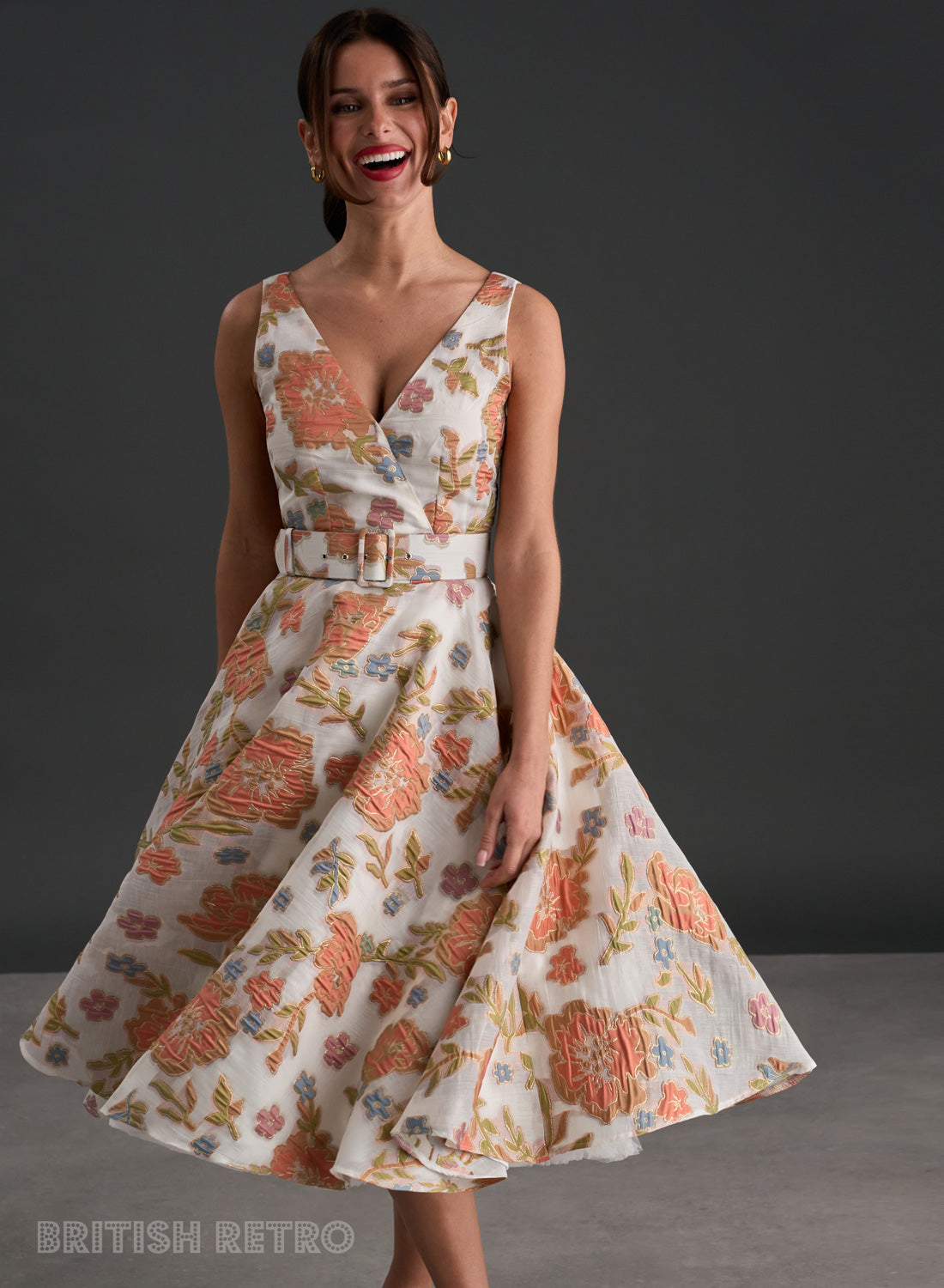 Grace Kelly Pastels Embroidered Vintage Inspired Dress