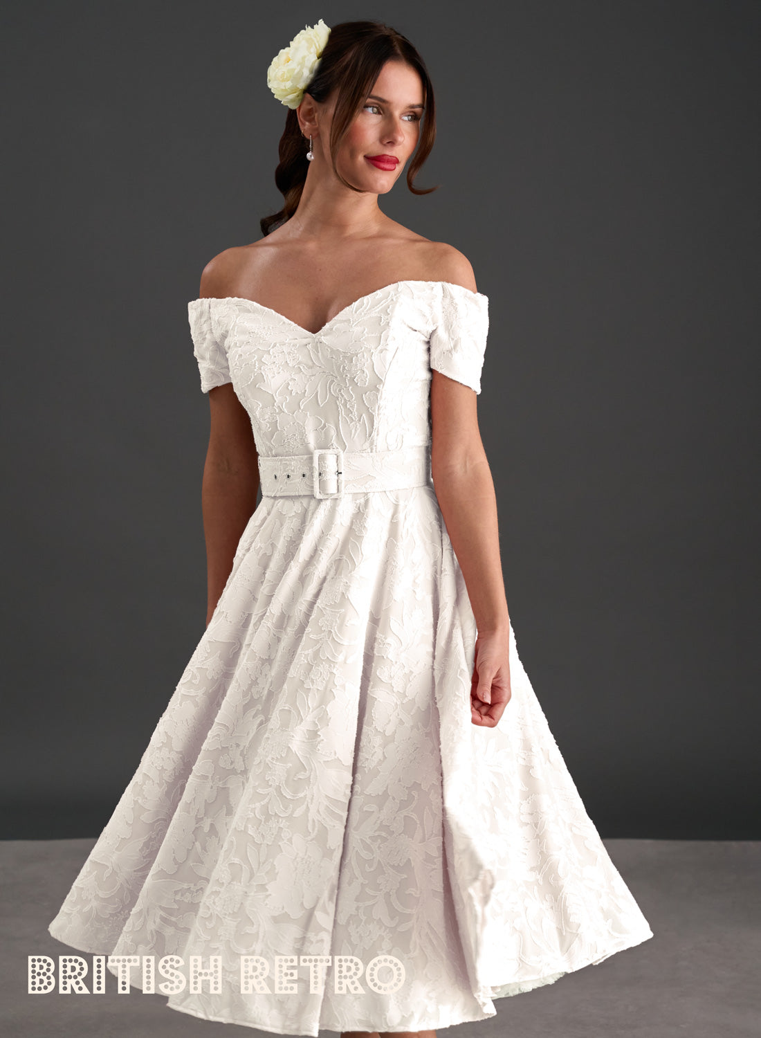 Dee Dee Ivory Jacquard Full Circle Dress