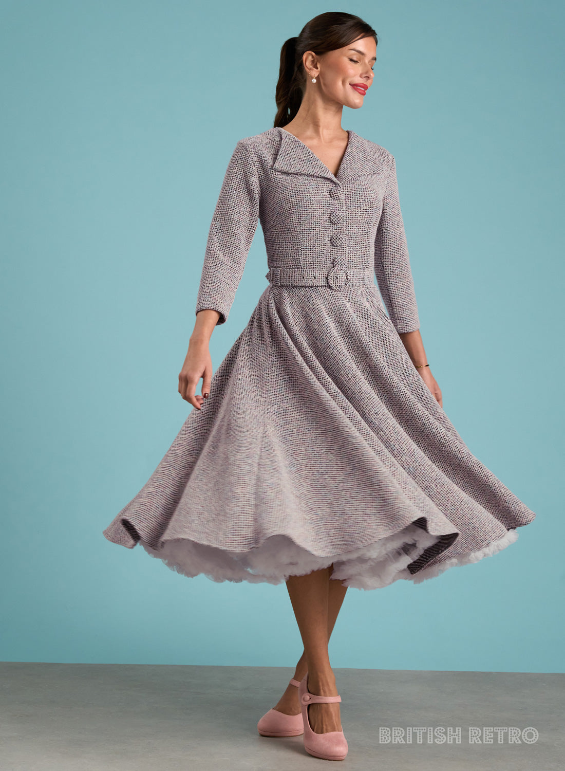 'Tallulah Chanel-esque' Sugar Plum Boucle Dress