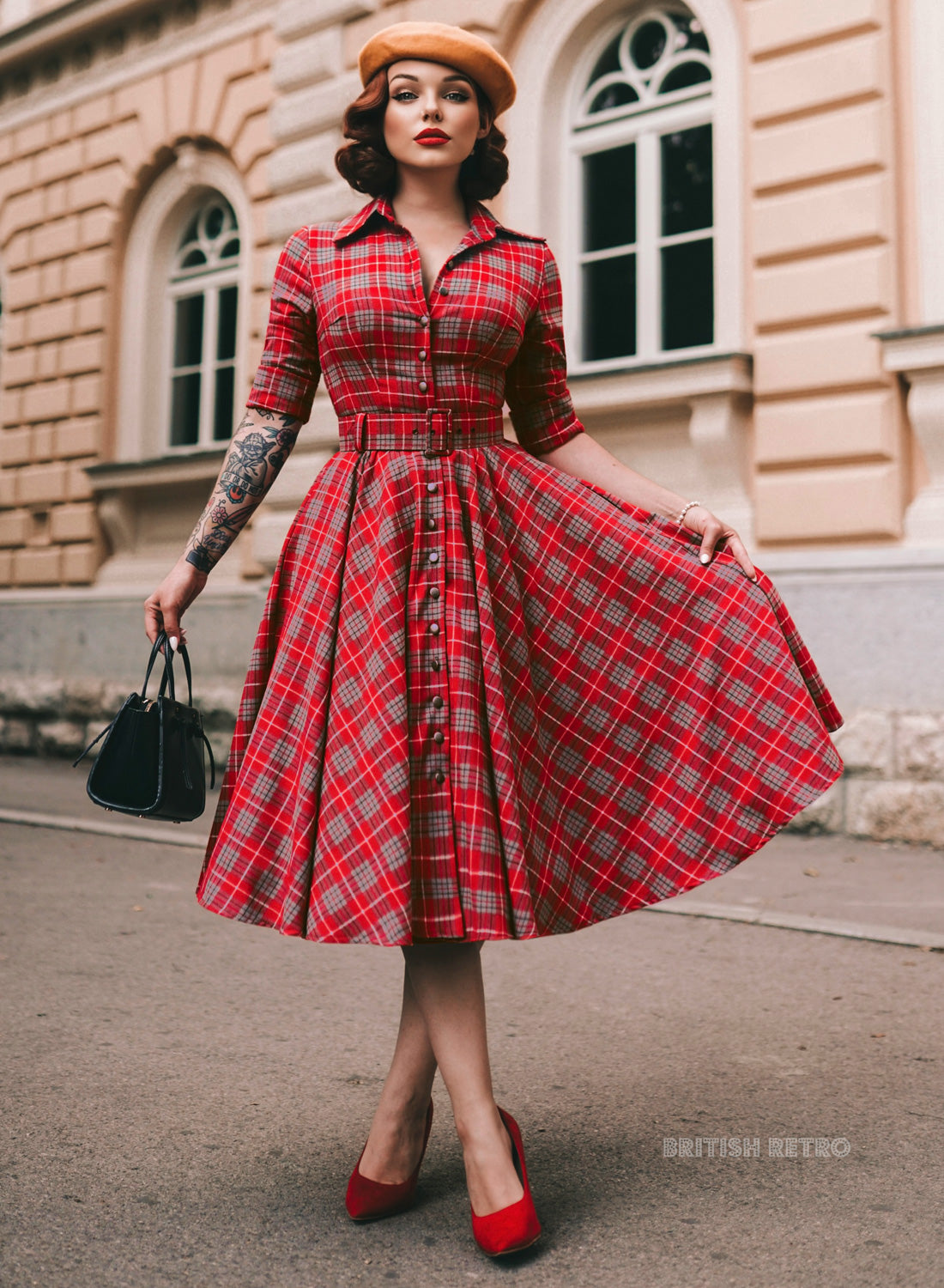 'Way Out West' Red Tartan 50s Style Dress