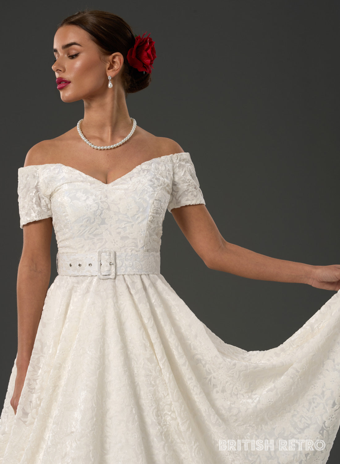 Dee Dee Ivory Damask Devore Chiffon Full Circle Dress