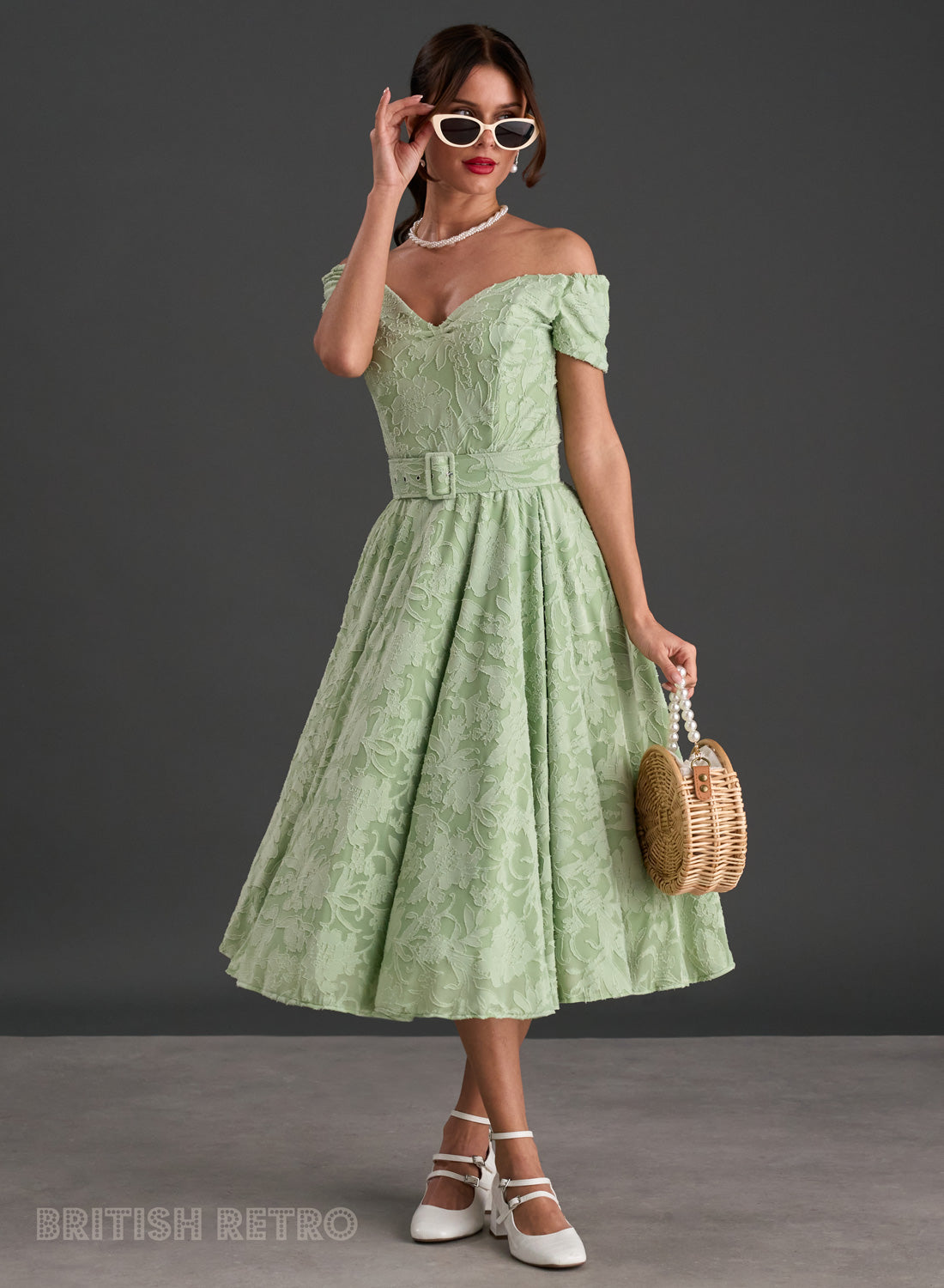 Dee Dee Mint Green Jacquard Full Circle Dress