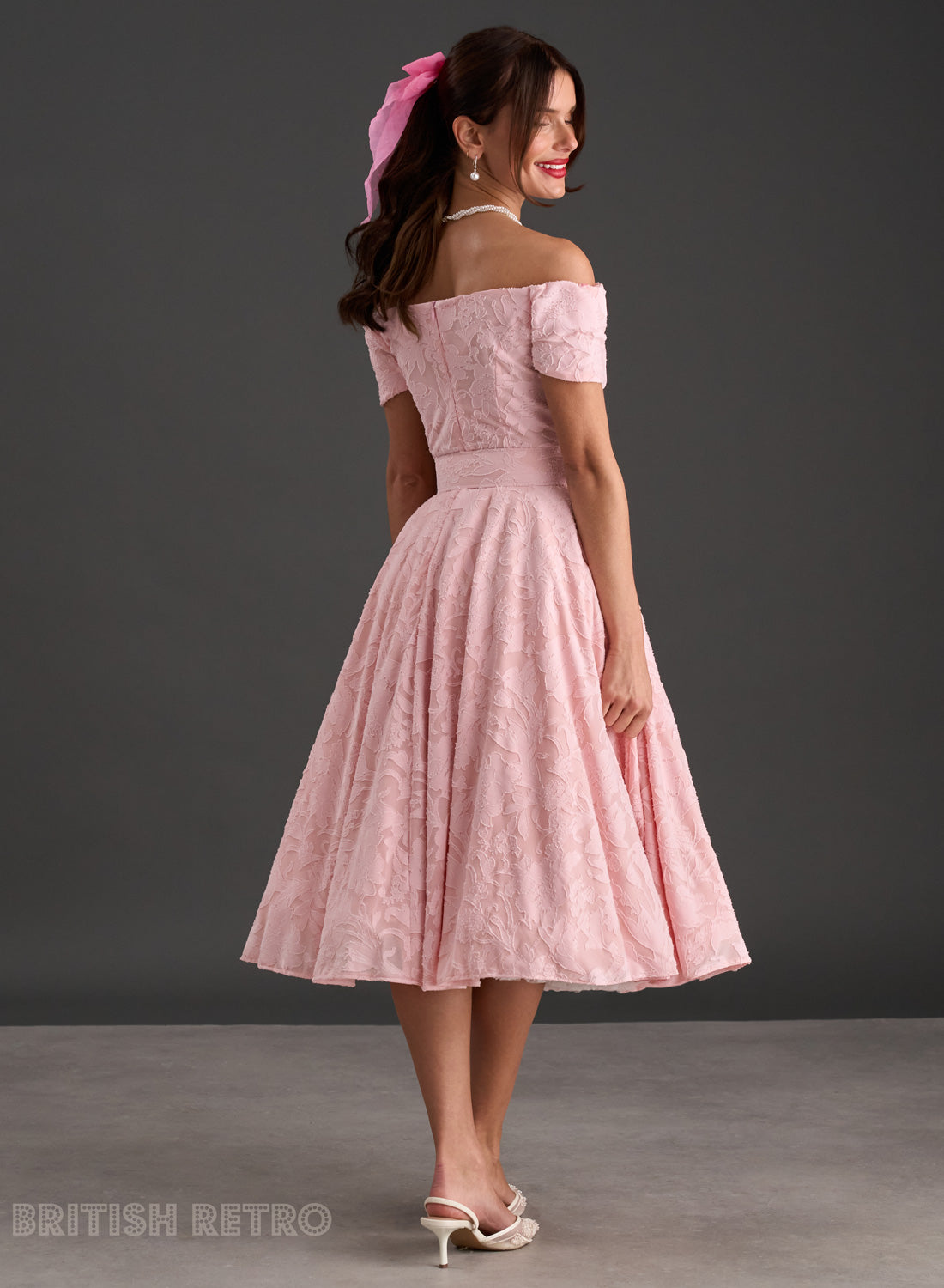 Dee Dee Dainty Pink Jacquard Full Circle Dress
