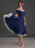 Dee Dee Windsor Navy Jacquard Full Circle Dress