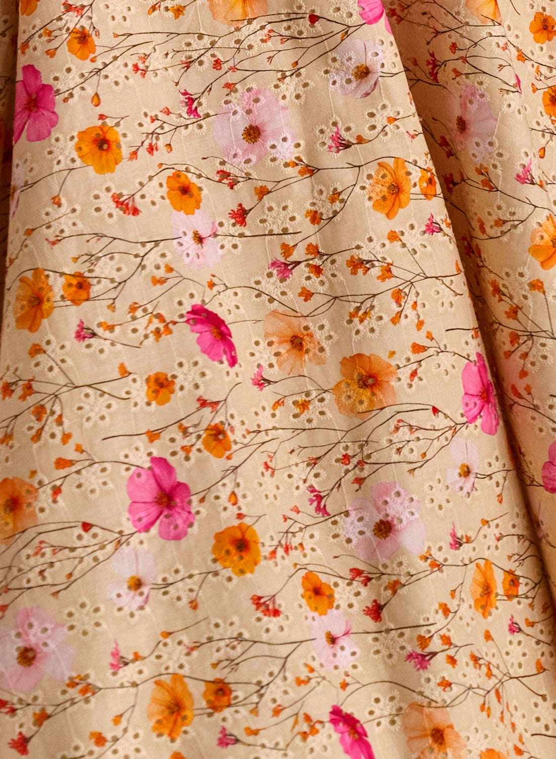 Everly Embroidered Butterscotch Floral 50s Style Dress