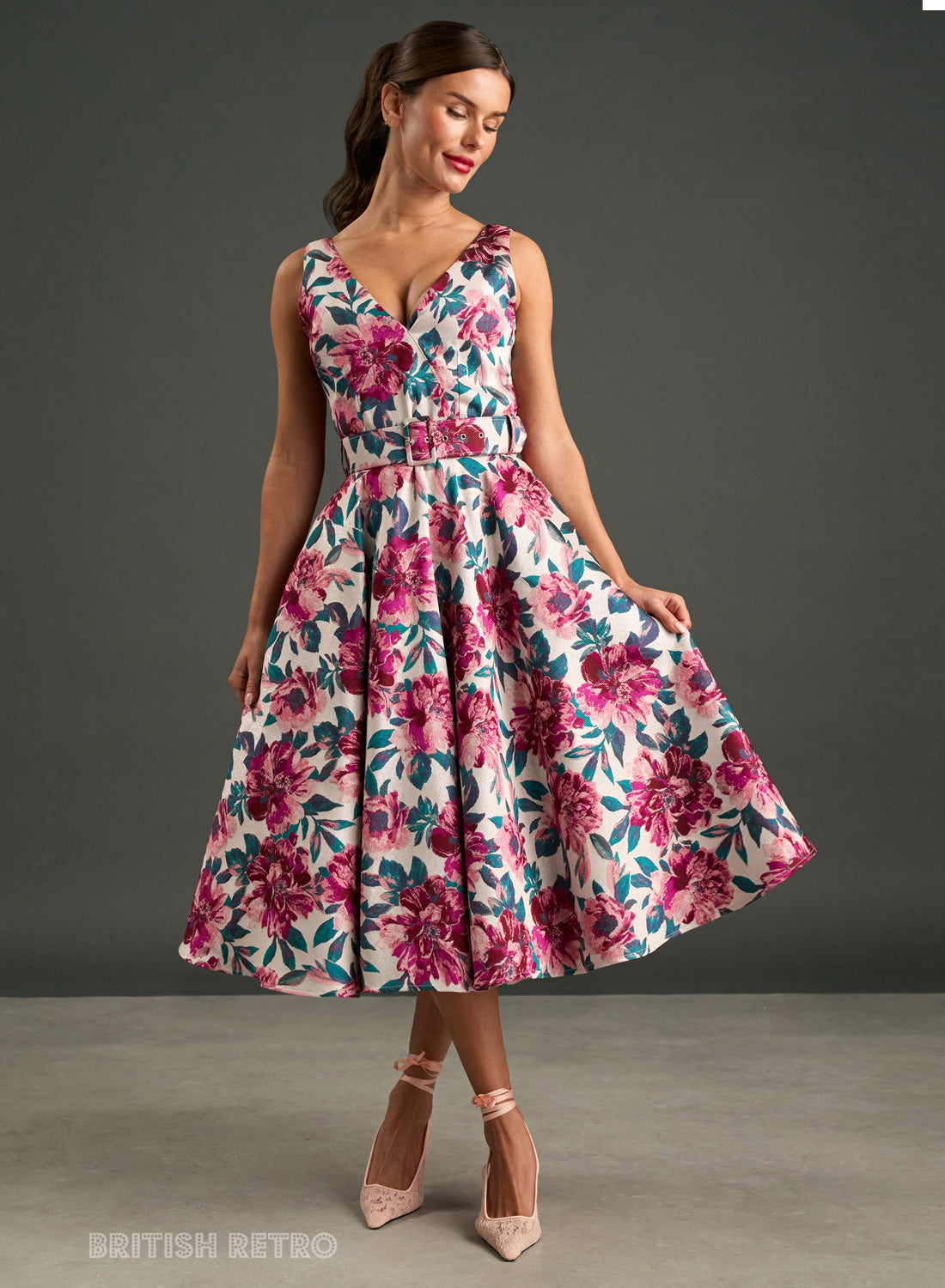 Grace Kelly Pink Peony 1950s Style Dress