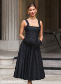 Antoinette Noir Vintage Midi Evening Dress