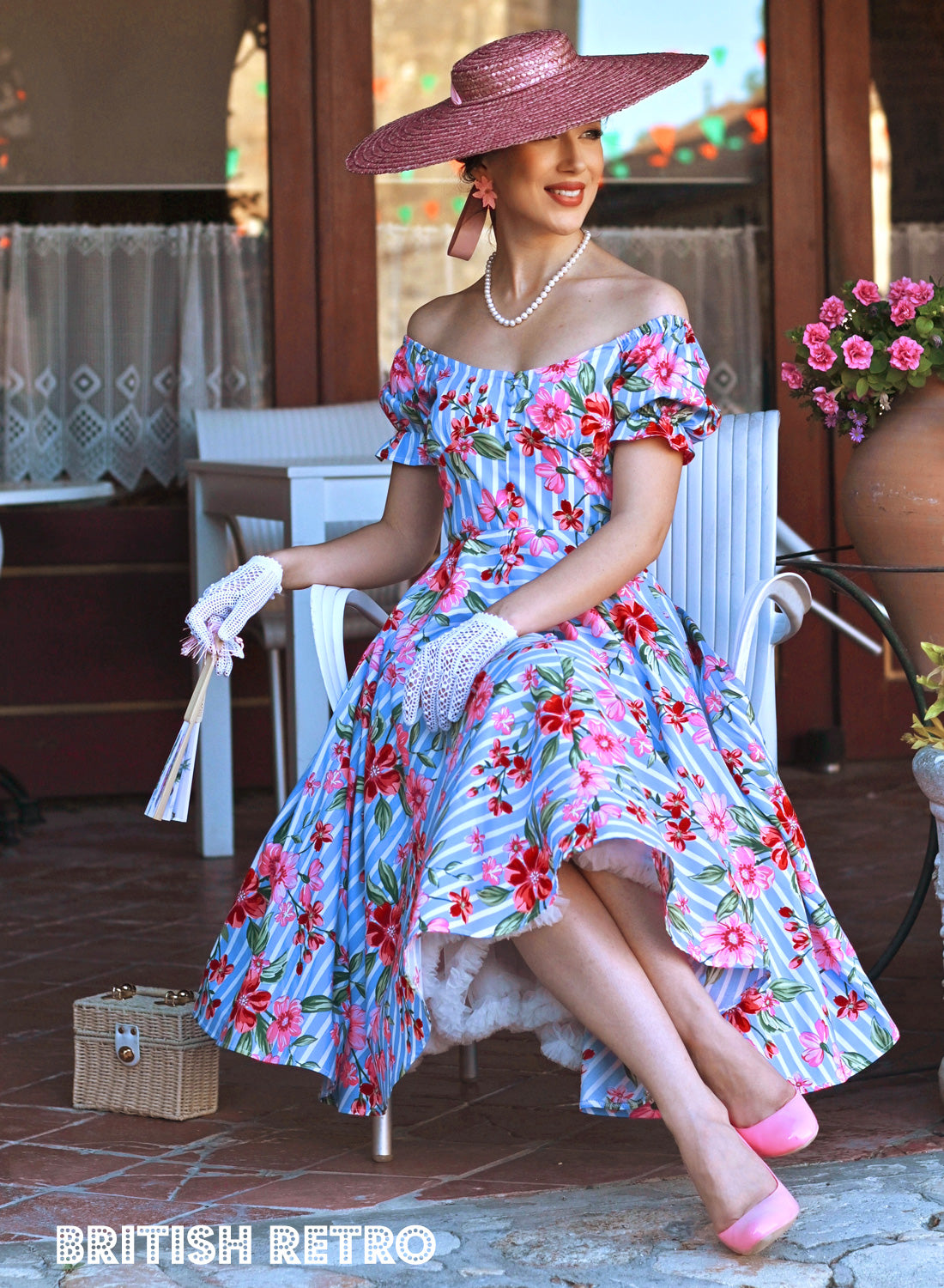 Rosalie Stripe Floral 1950s Dress